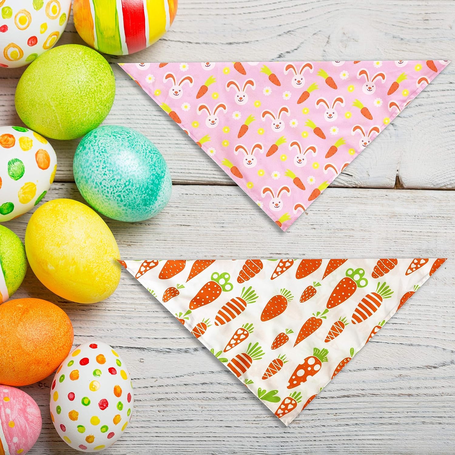 Easter Day Dog Bandana, Holiday Cat Bandana Bunny and Carrot Scarfs for Small Medium Large Dogs Cats Pet Puppies (Hoppy Hour/Pink, Small)