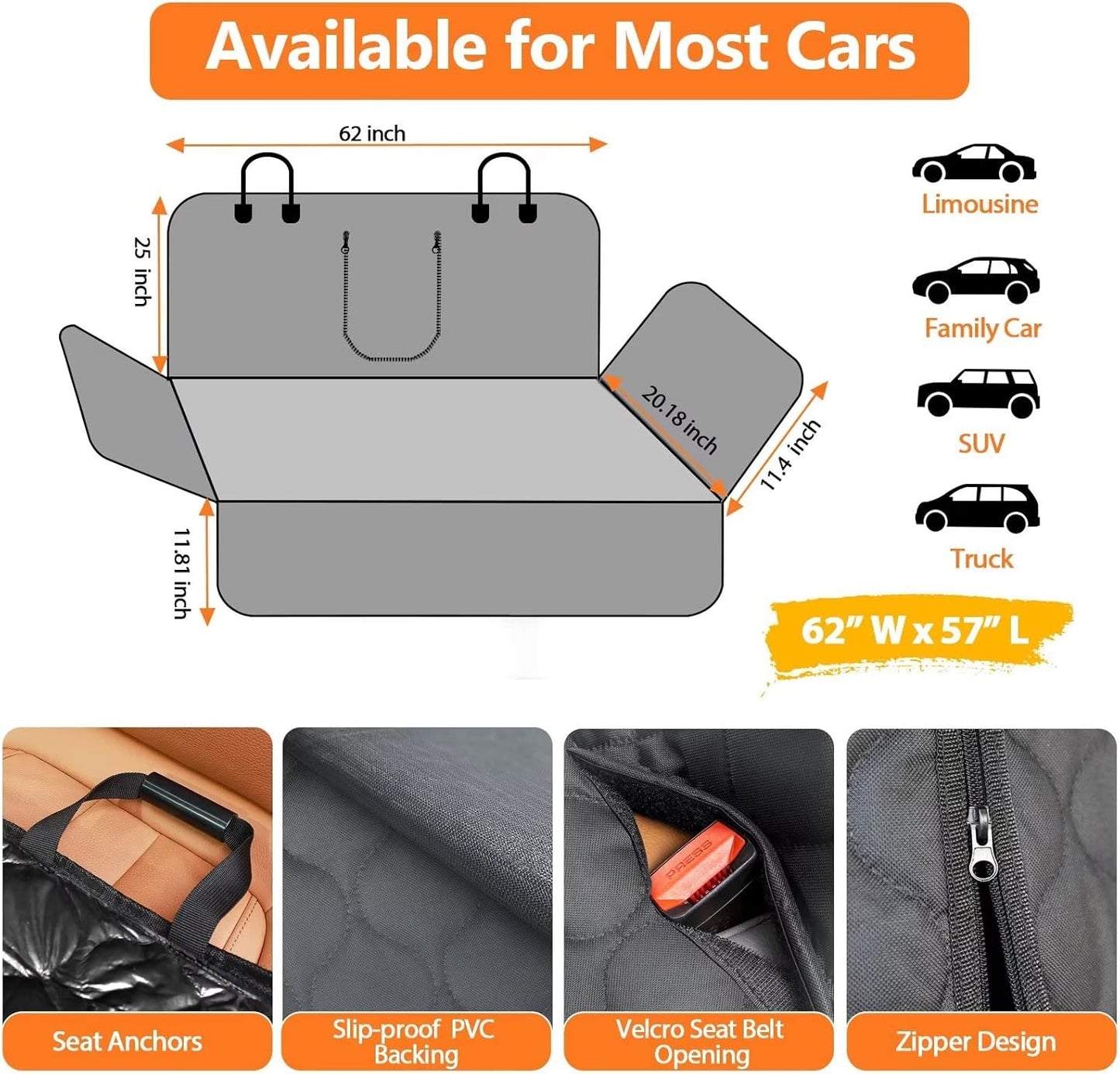 Dog Car Seat Cover for Back Seat - Waterproof Car Seat Protector for Child Carseat & Pets, Nonslip Car Seat Covers for Full Size Suvs & Trucks