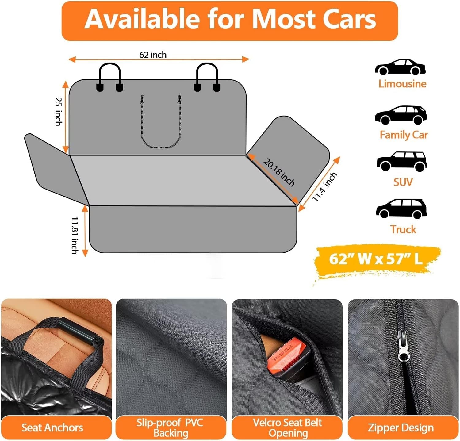 Dog Car Seat Cover for Back Seat - Waterproof Car Seat Protector for Child Carseat & Pets, Nonslip Car Seat Covers for Full Size Suvs & Trucks