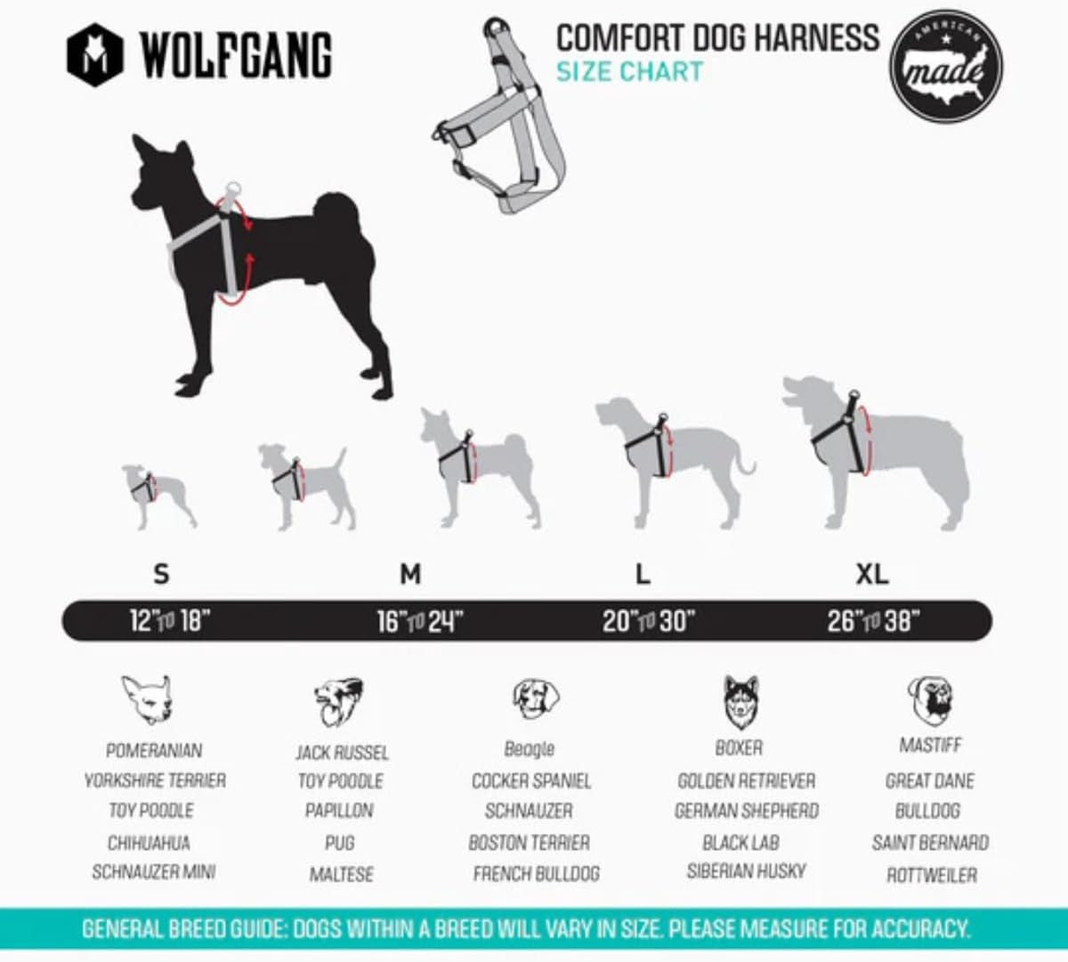 Wolfgang Heavy Duty Adjustable Dog Harness, Pull-Tested to over 800 Lbs for Walking & Training, Nightowl Print, Small