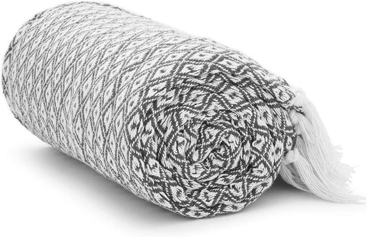 50X60 Throw Blanket - Soft and Breathable Cotton Throw Blanket for Couch, Bed, Chair - Decorative Blankets Perfect for Home or Outdoor Use - Cloud Grey and White Mini Diamond Design