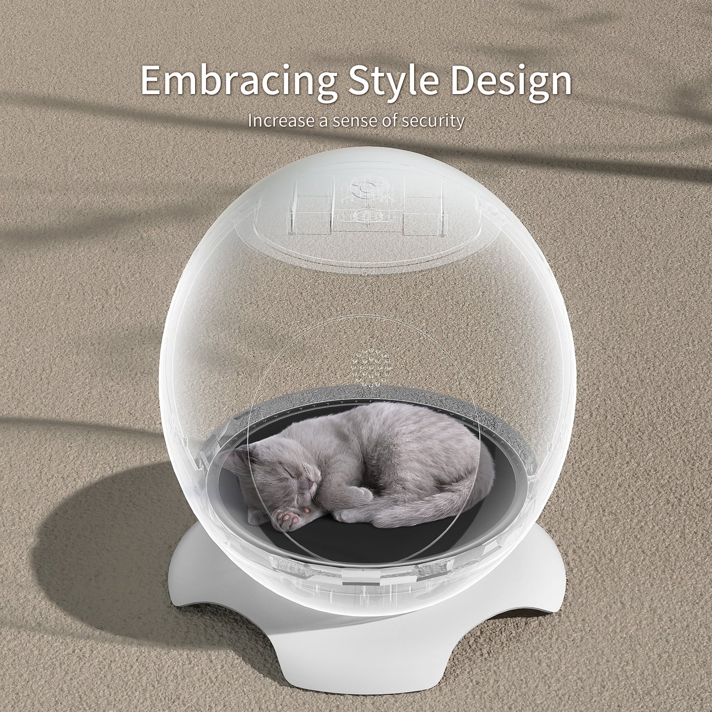 Heated Cat Bed for Large Cats, Cat Warming Bed for Winter, Waterproof Washable Pet Cat Shelter, Cat Hideaway with Light & Sleep Music, Cat Houses for Indoor Cats