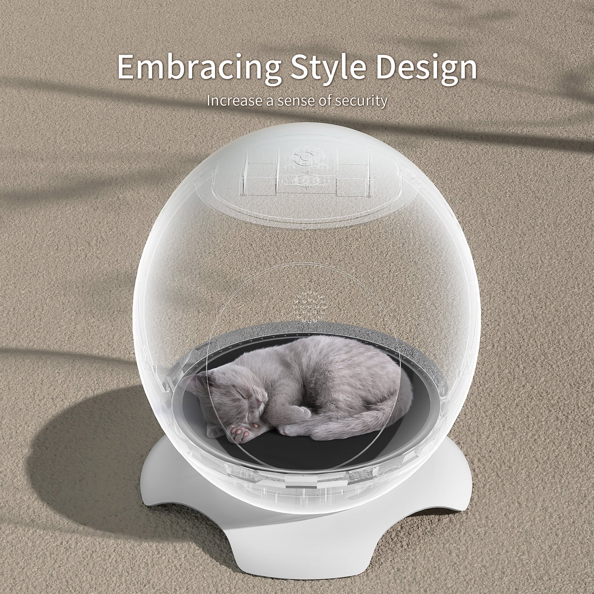Heated Cat Bed for Large Cats, Cat Warming Bed for Winter, Waterproof Washable Pet Cat Shelter, Cat Hideaway with Light & Sleep Music, Cat Houses for Indoor Cats