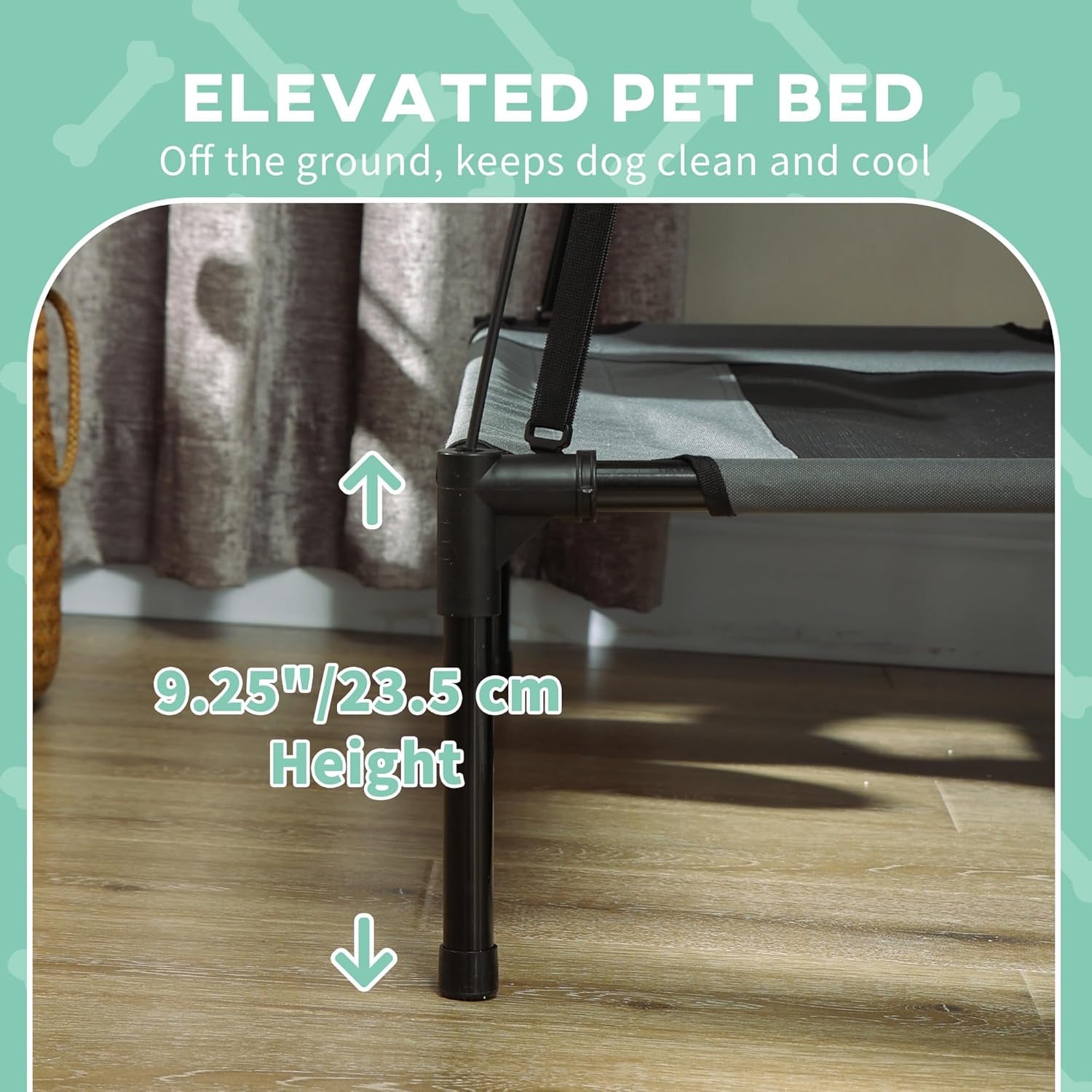 Elevated Portable Dog Cot Cooling Pet Bed with UV Protection Canopy Shade, 48 Inch