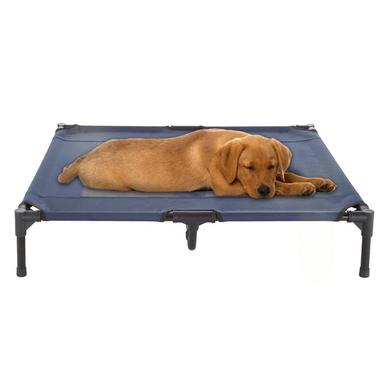 36X29.75-Inch Elevated Dog Bed - Indoor/Outdoor Cot for Pets, Blue