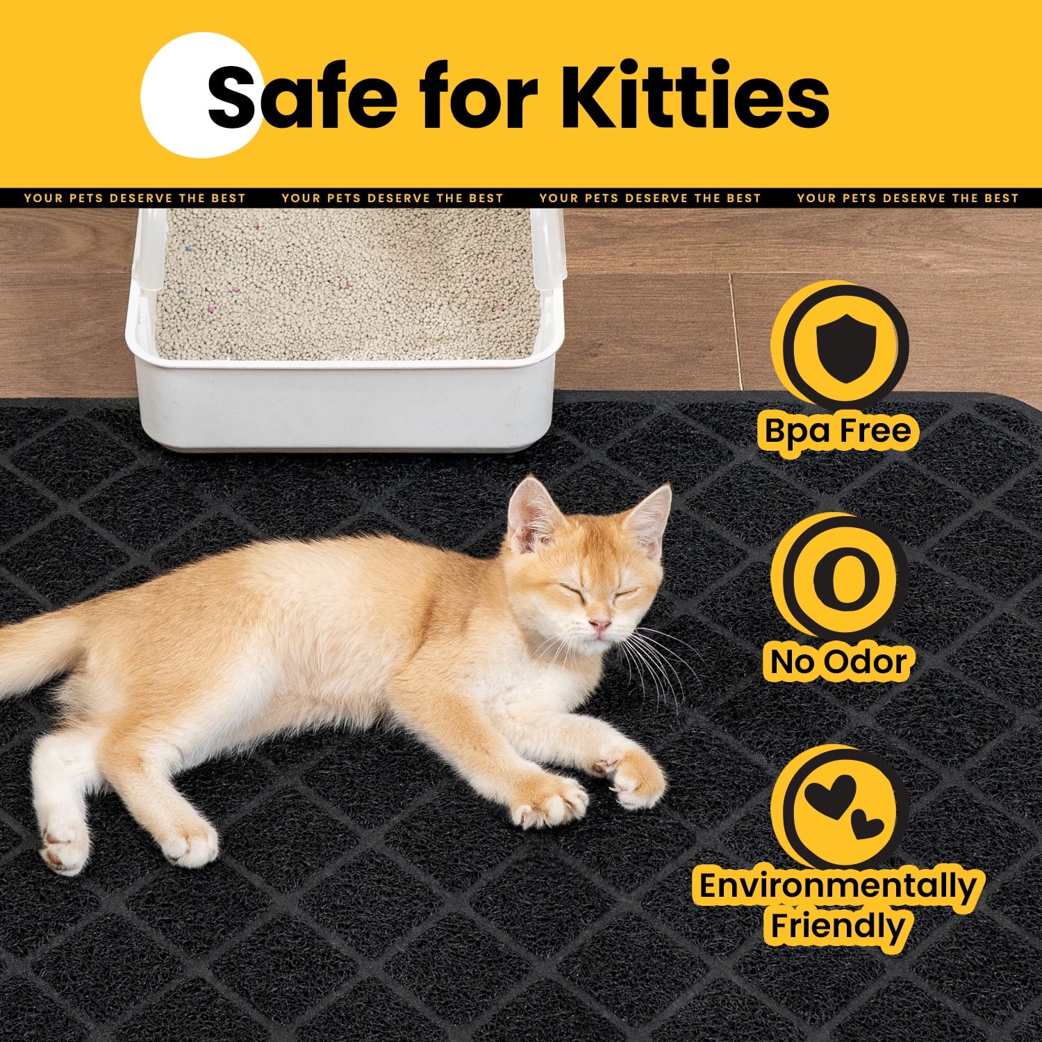 Cat Litter Mat, 47" X 35" Premium Durable PVC, Non-Slip, Less Waste, Urine Waterproof