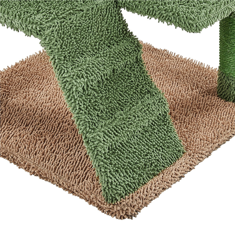 54.3'' H Cactus Cat Tree Tower with 2 Condos & Perches, Green/Brown