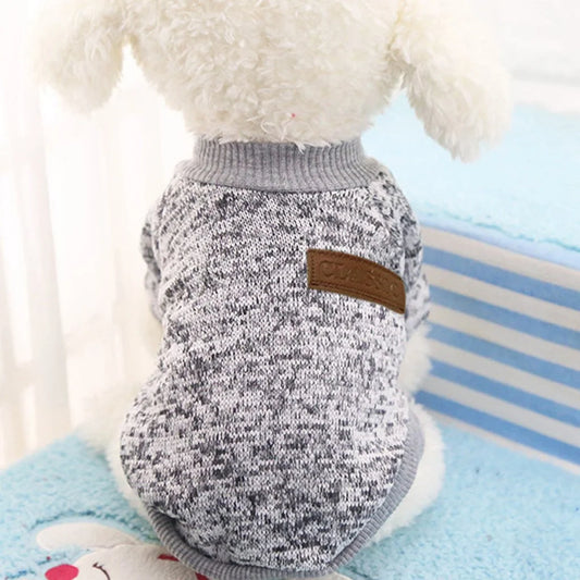 Pet Supplies Pet Dog Puppy Classic Sweater Sweater Clothes Warm Sweater Winter Grey