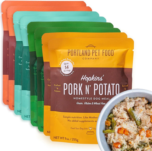 Fresh Dog Food Pouches - Human-Grade Topper Mix-Ins & Wet Pet Meals - Small & Large Breed Puppy & Senior Dogs - Gluten-Free Limited Ingredient Meal Toppers - 8 Pack Variety