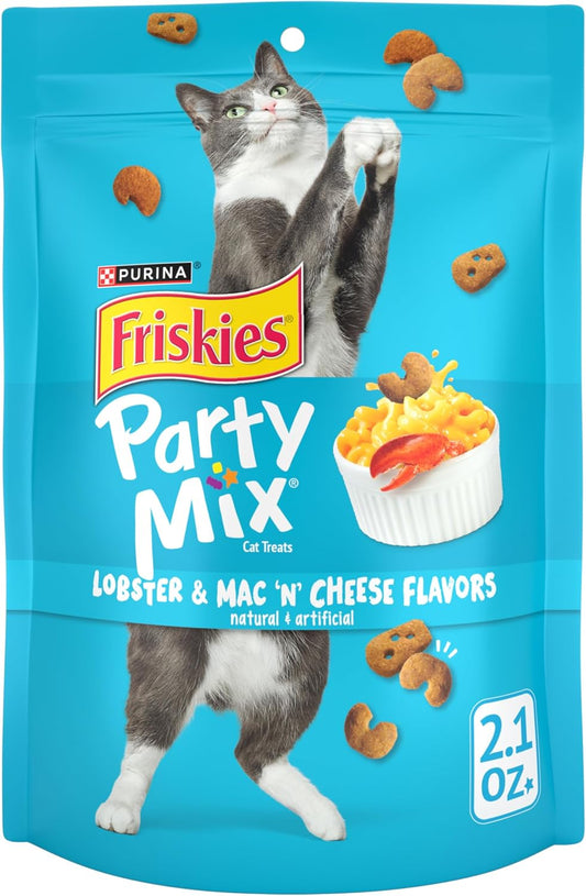 Purina  Cat Treats, Party Mix Lobster & Mac 'N' Cheese Flavors - (Pack of 10) 2.1 Oz. Pouches