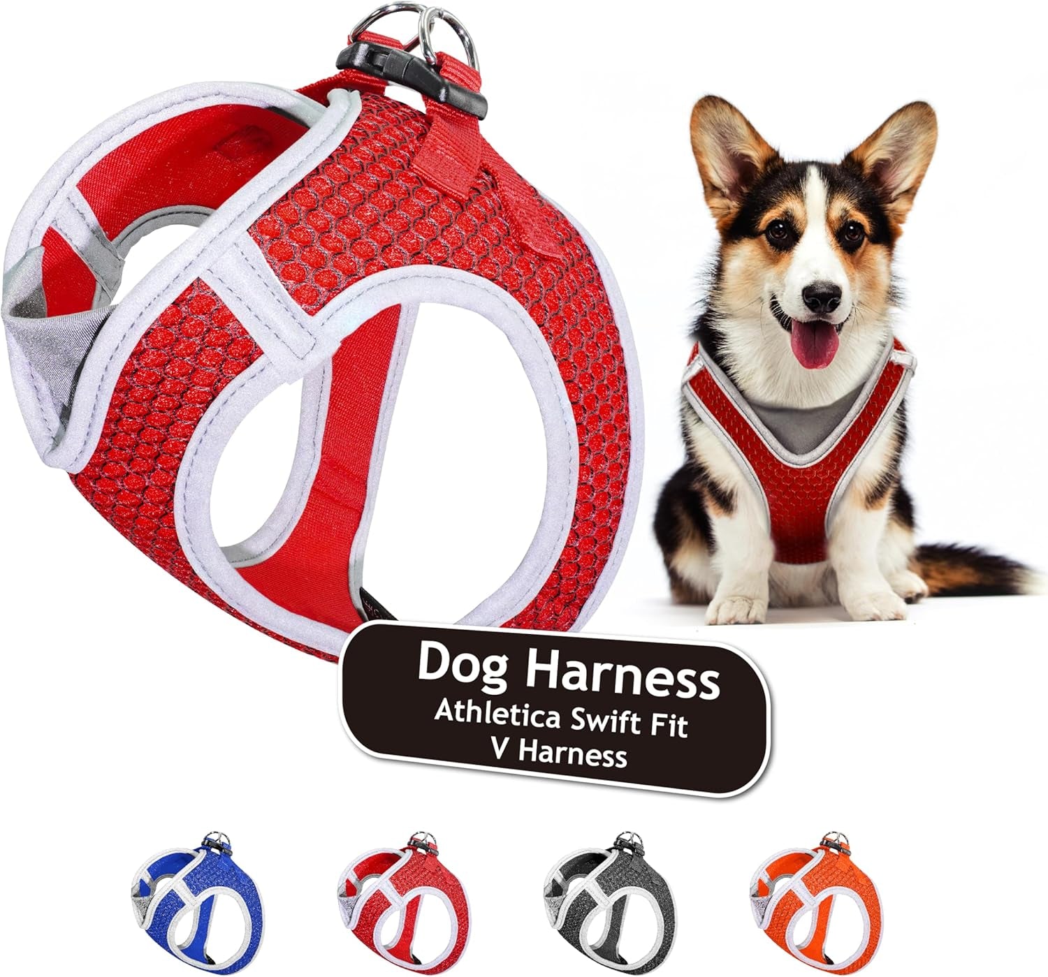 Kruz Dog Harness (Chest 20.5"-22", Weight 20–25 Lbs) Athletica Adjustable Heavy Duty No Choke Puppy Vest for Large Dogs Lightweight Air Mesh, Reflective, Puppy Essentials – Red, X-Large