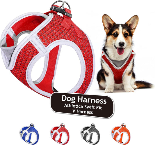Kruz Dog Harness (Chest 20.5"-22", Weight 20–25 Lbs) Athletica Adjustable Heavy Duty No Choke Puppy Vest for Large Dogs Lightweight Air Mesh, Reflective, Puppy Essentials – Red, X-Large