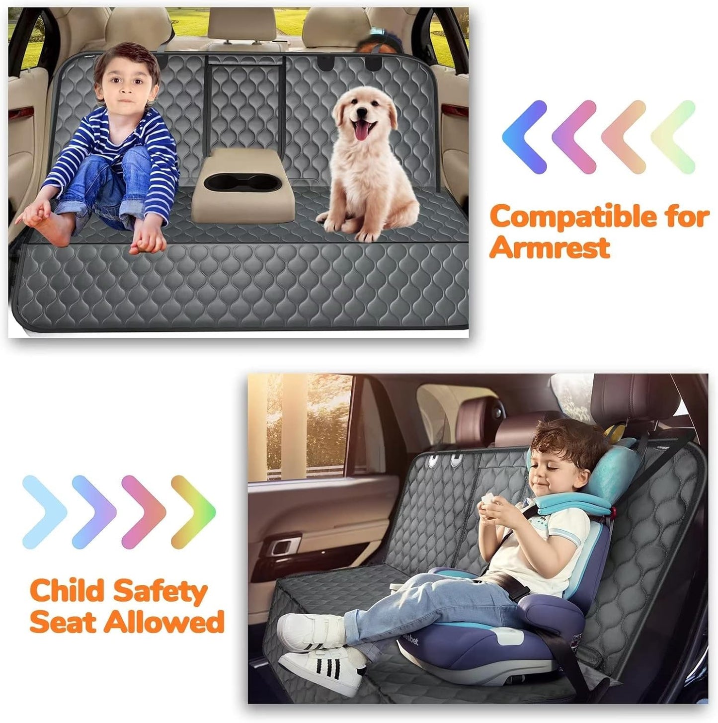 Dog Car Seat Cover for Back Seat - Waterproof Car Seat Protector for Child Carseat & Pets, Nonslip Car Seat Covers for Full Size Suvs & Trucks