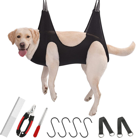 Pet Dog Grooming Hammock Harness for Cats & Dogs, Dog Sling for Grooming, Dog Hammock Restraint Bag with Nail Clippers/Trimmer, Nail File, Pet Comb,Ear/Eye Care