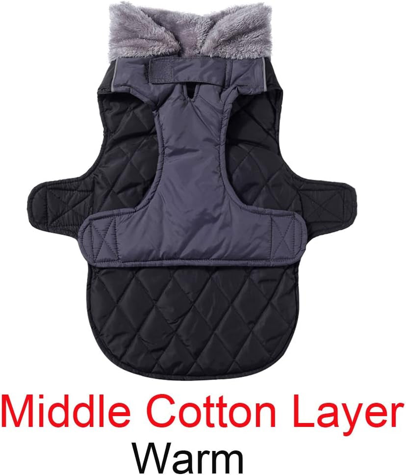 Fleece Collar Reversible Dog Coats for Small Dogs Waterproof Warm Puppy Jacket for Cold Winter,Black S