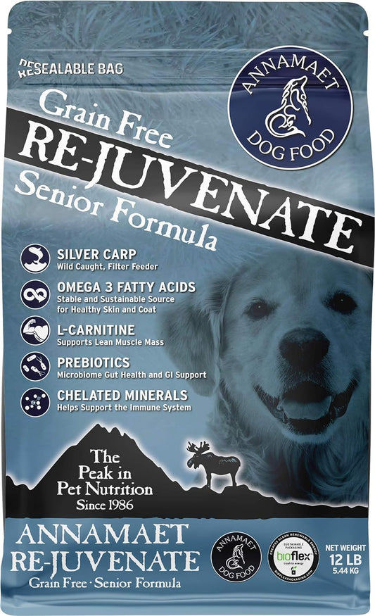 Grain-Free Re-Juvenate Senior Formula Dry Dog Food, (Fresh Silver Carp & Turkey), 12-Lb Bag
