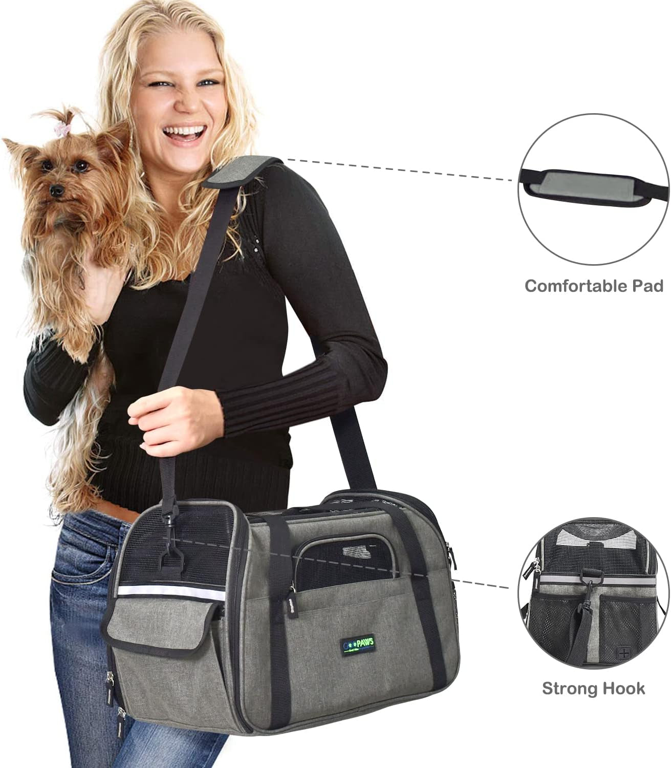Soft-Sided Kennel Pet Carrier for Small Dogs, Cats, Puppy, Airline Approved Cat Carriers Dog Carrier Collapsible, Travel Handbag & Car Seat