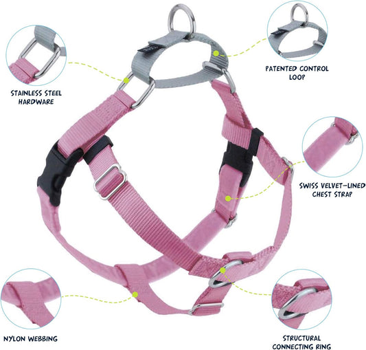 Freedom No Pull Dog Harness, Adjustable Harness, Easy Walking & Comfortable Control, Fits Small, Medium & Large Dogs, Solid Colors, Made in USA, 5/8" XS, Rose