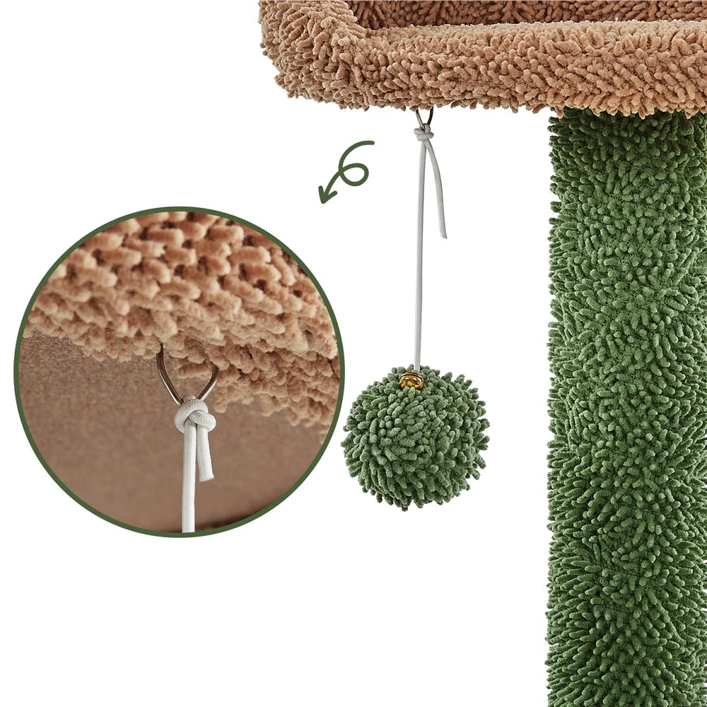 54.3'' H Cactus Cat Tree Tower with 2 Condos & Perches, Green/Brown