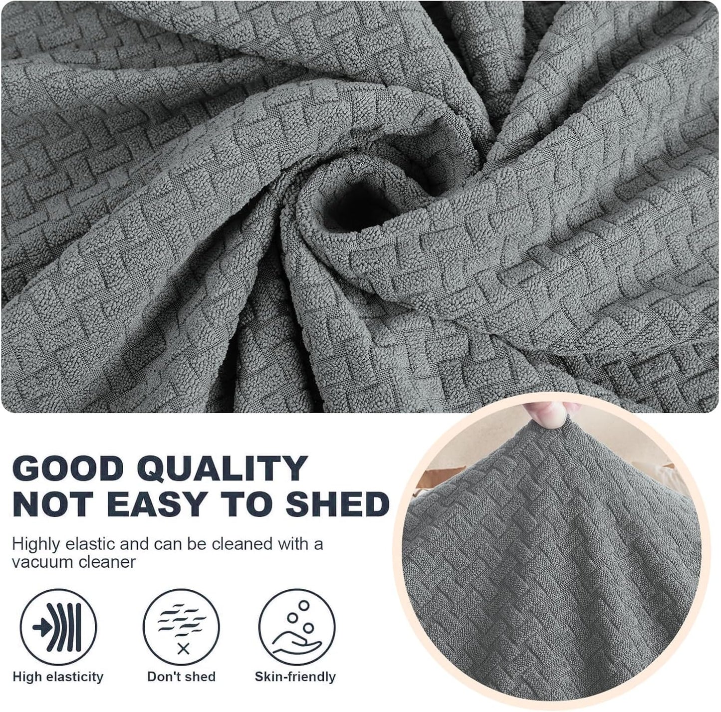 4 Pieces Couch Covers for 3 Cushion Couch Stretch Sofa Slipcover with 3 Seat Cushion Covers Thick Fitted Couch Cover for Pet Dogs Furniture Protector (Sofa, Light Gray)