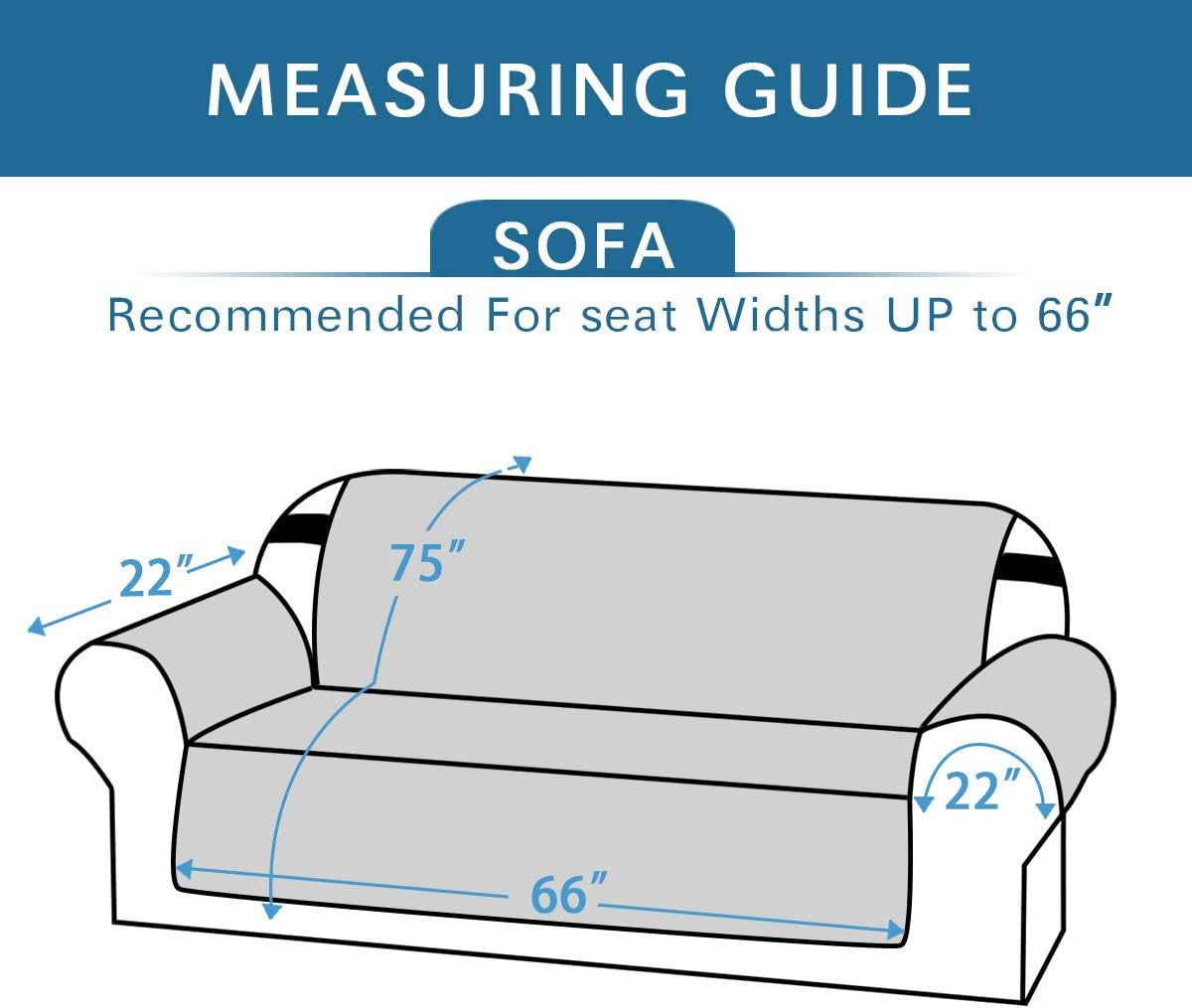 Reversible Couch Cover for 3 Cushion Couch Water Resistant Sofa Cover Seat Width up to 66" Washable Furniture Protector Cover for Dogs/Cats/Pets(Sofa, Cameo Blue/Beige)