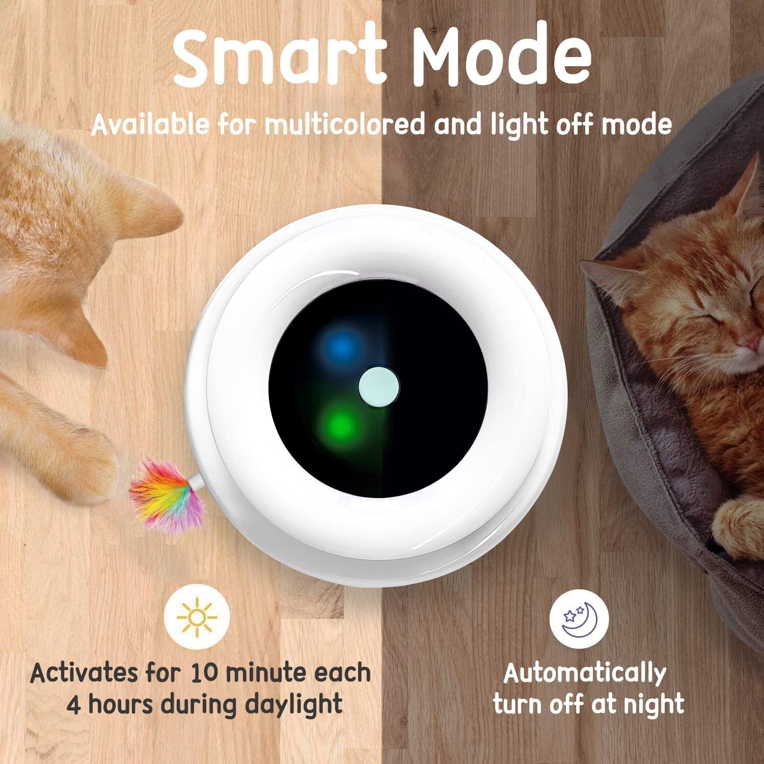 2In1 Interactive Toys for Indoor Cats, Timer Auto On/Off, Cat Toy Balls & Ambush Electronic Cat Mice Toy for Entertainment with 6Pcs Feathers, Dual Power Supplies