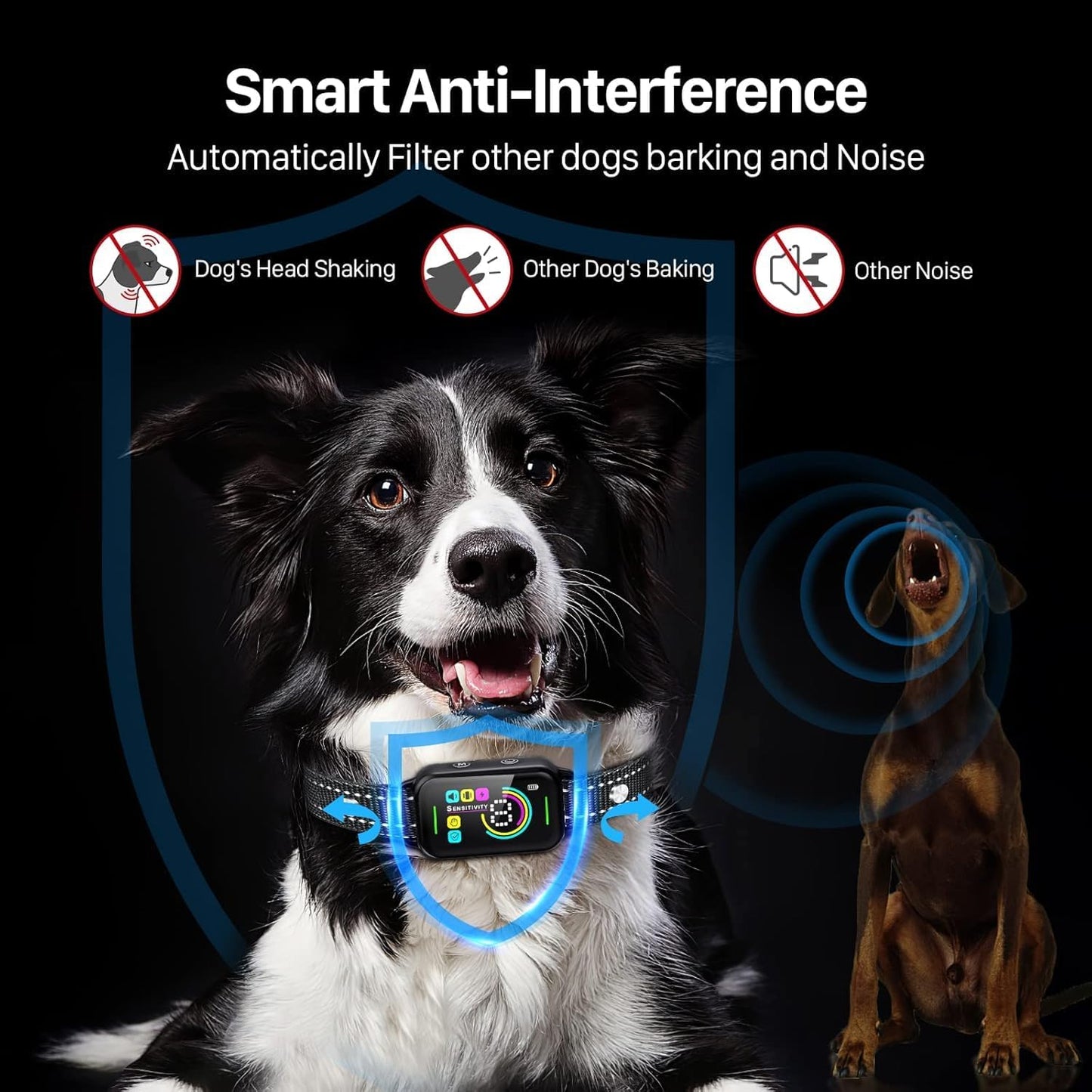 Dog Bark Collar,  Bark Collar for Large Medium Small Dogs,Smart Barking Collar,Rechargeable anti Barking Training Collar with 8 Adjustable Sensitivity,Bark Shock Collar with Beep