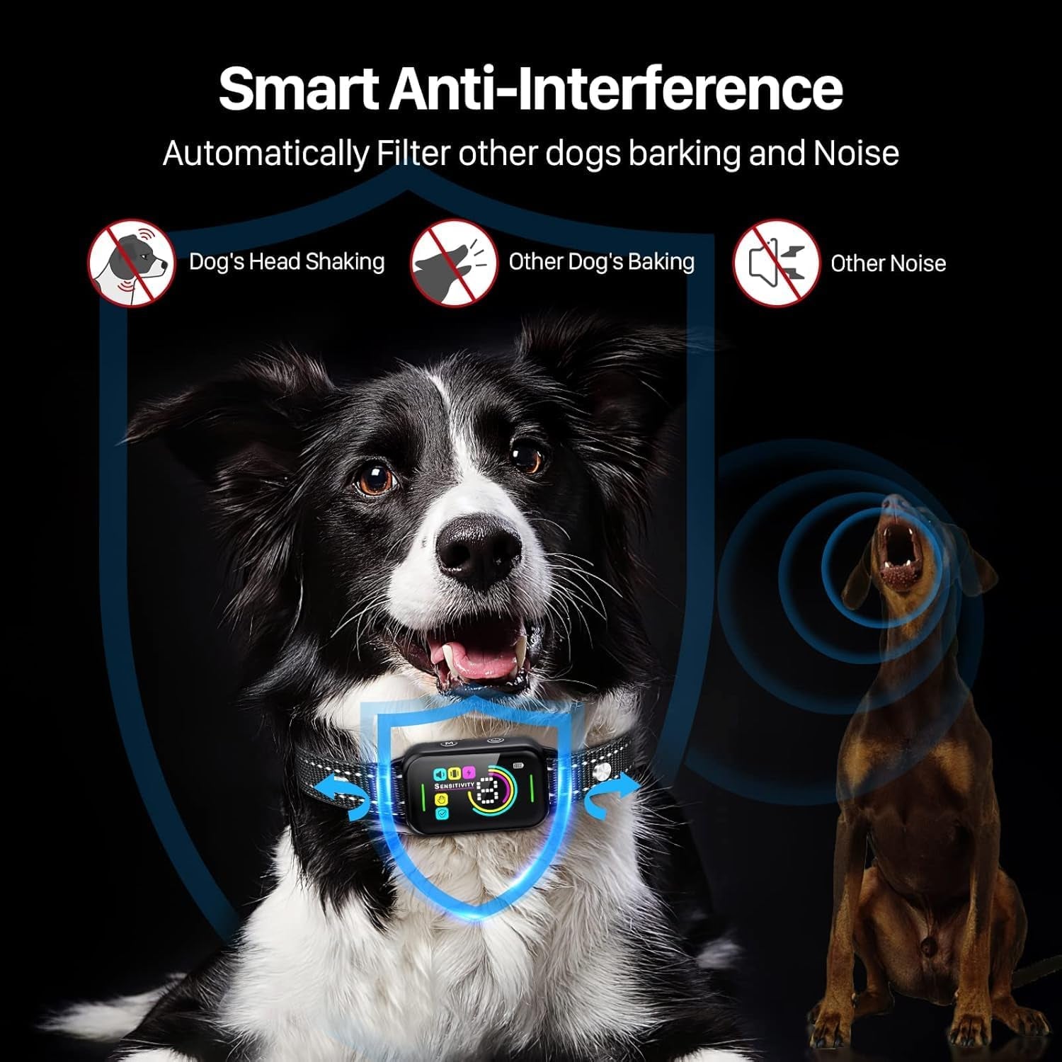 Dog Bark Collar,  Bark Collar for Large Medium Small Dogs,Smart Barking Collar,Rechargeable anti Barking Training Collar with 8 Adjustable Sensitivity,Bark Shock Collar with Beep