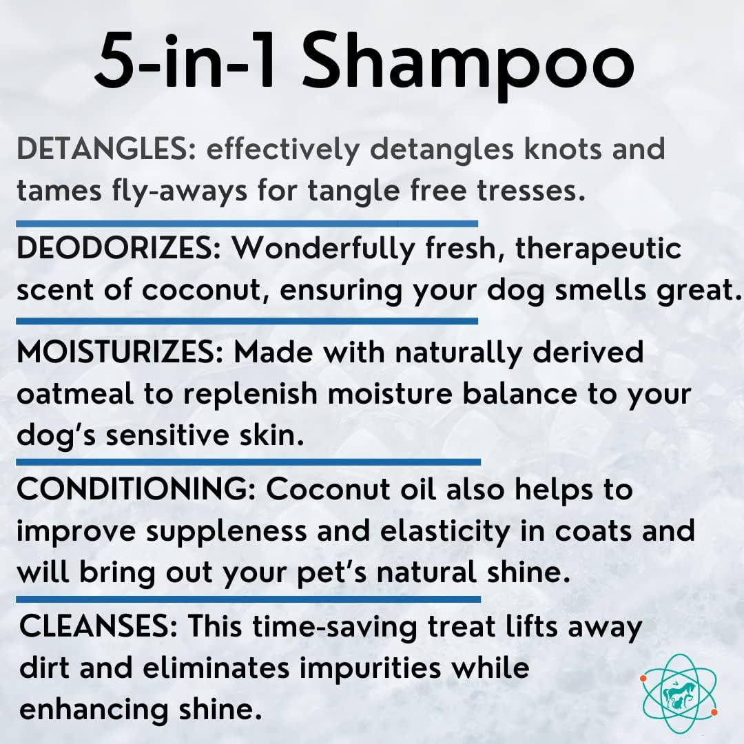 16 Floz 5 in 1 Dog Shampoo for Itchy Skin - Sensitive Skin Dog Shampoo for Smelly Dogs - Dog Shampoos & Conditioners - Made in the USA