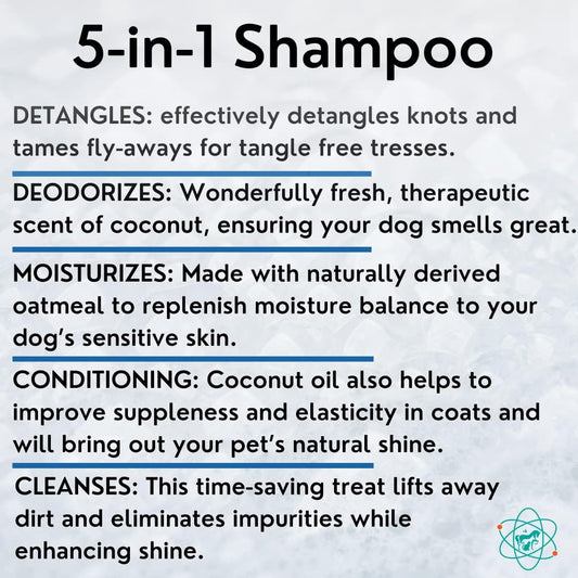 16 Floz 5 in 1 Dog Shampoo for Itchy Skin - Sensitive Skin Dog Shampoo for Smelly Dogs - Dog Shampoos & Conditioners - Made in the USA