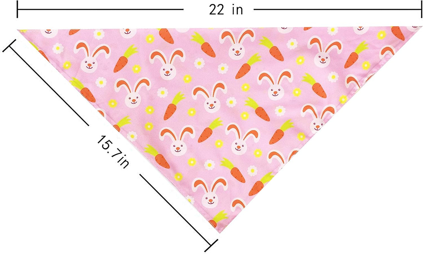 Easter Day Dog Bandana, Holiday Cat Bandana Bunny and Carrot Scarfs for Small Medium Large Dogs Cats Pet Puppies (Hoppy Hour/Pink, Small)