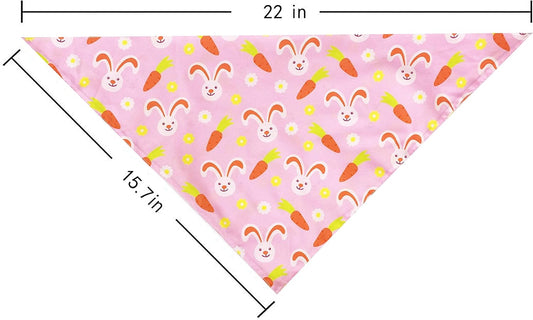 Easter Day Dog Bandana, Holiday Cat Bandana Bunny and Carrot Scarfs for Small Medium Large Dogs Cats Pet Puppies (Hoppy Hour/Pink, Small)