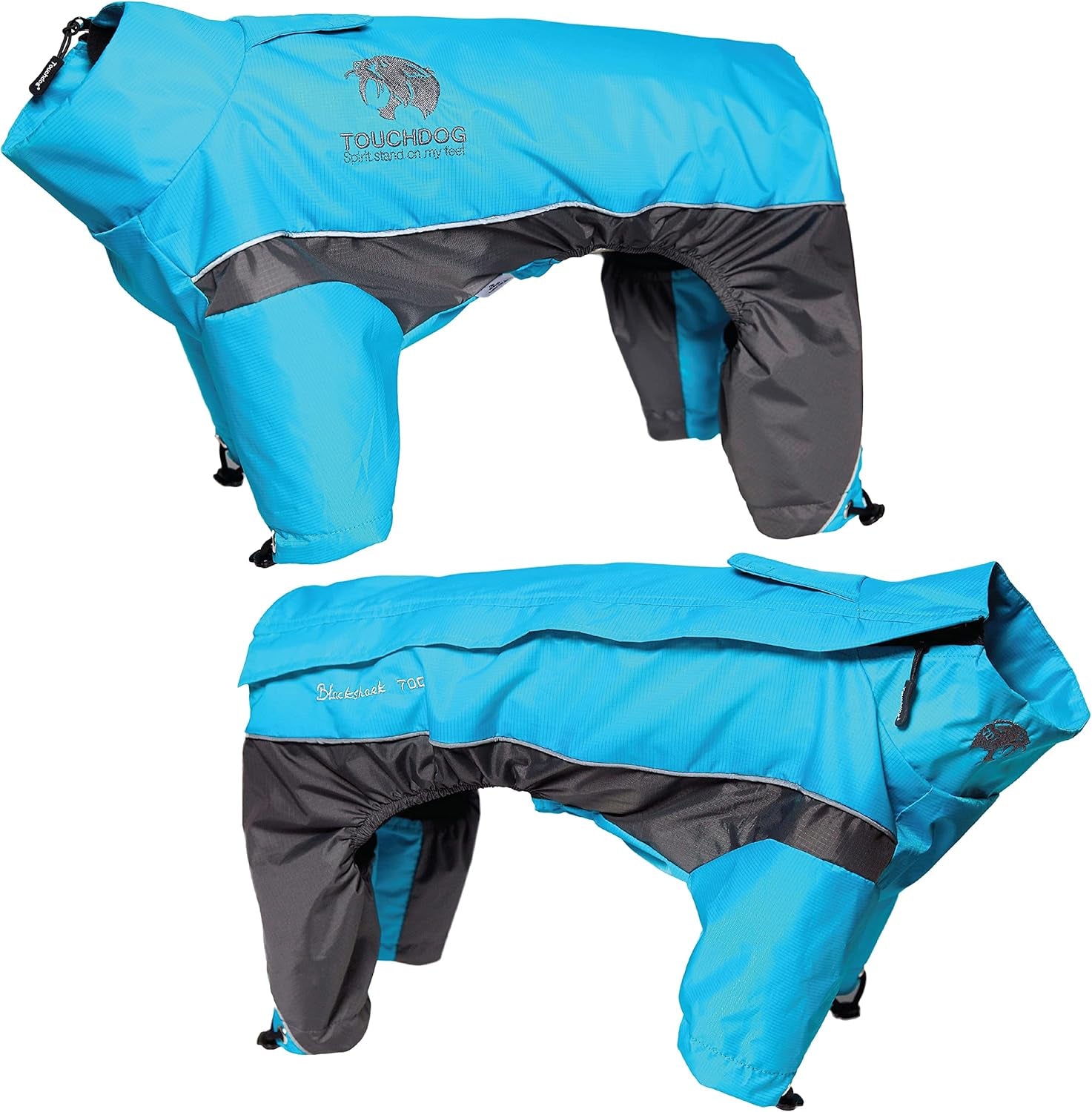 TOUCHDOG 'Quantum-Ice' Full Body Bodied Adjustable and 3M Reflective Pet Dog Coat Jacket W/ Blackshark Technology, Medium, Ocean Blue, Grey