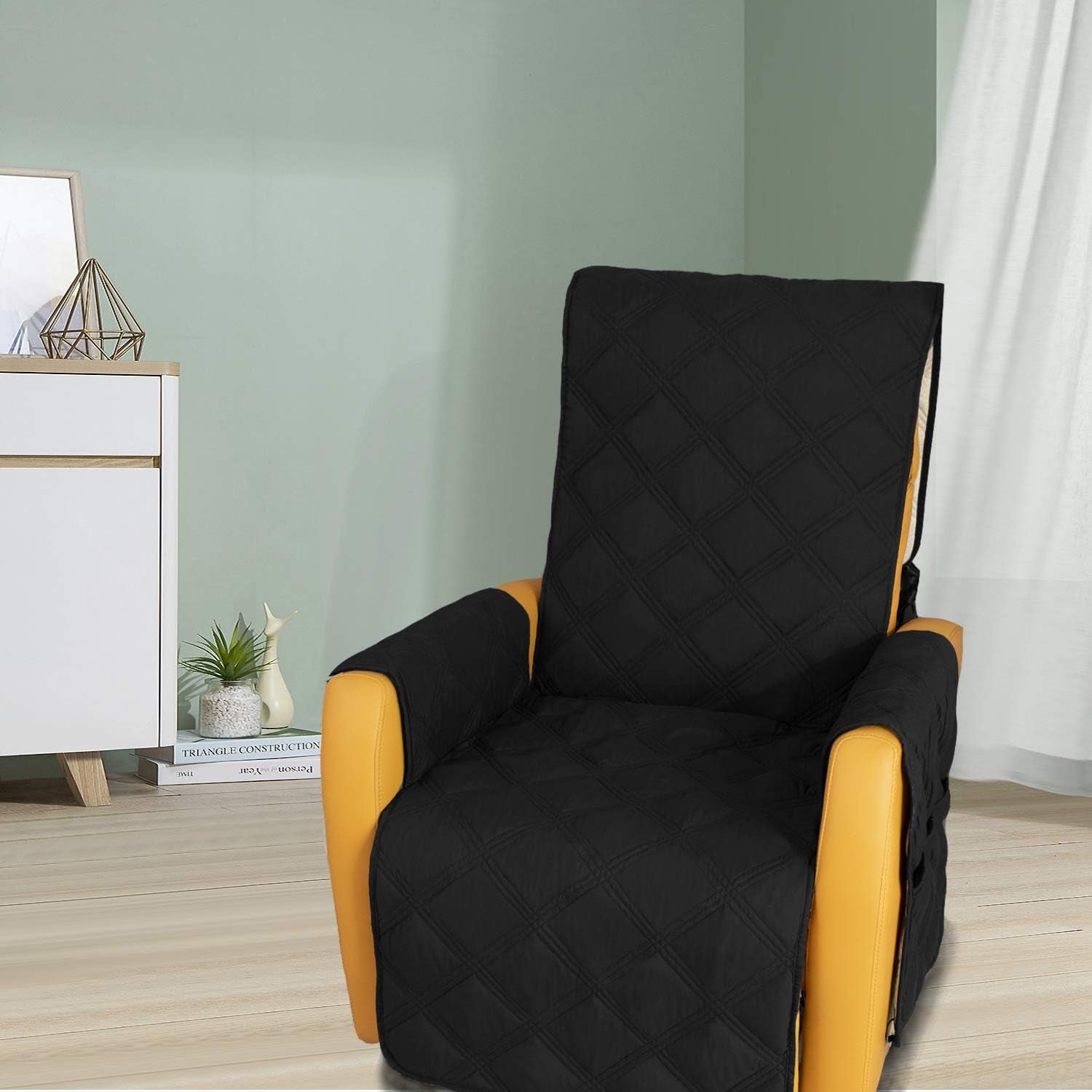 Recliner Chair Covers Waterproof with Non-Slip Furniture Protector Sofa Slipcover for Children, Sofa Covers for Dogs (Black, 23'')