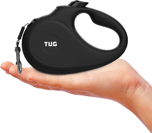 Monochrome Tiny 360° Tangle-Free Retractable Dog Leash | Cat Leash | 10 Ft Strong Nylon Tape (Tiny, Black)