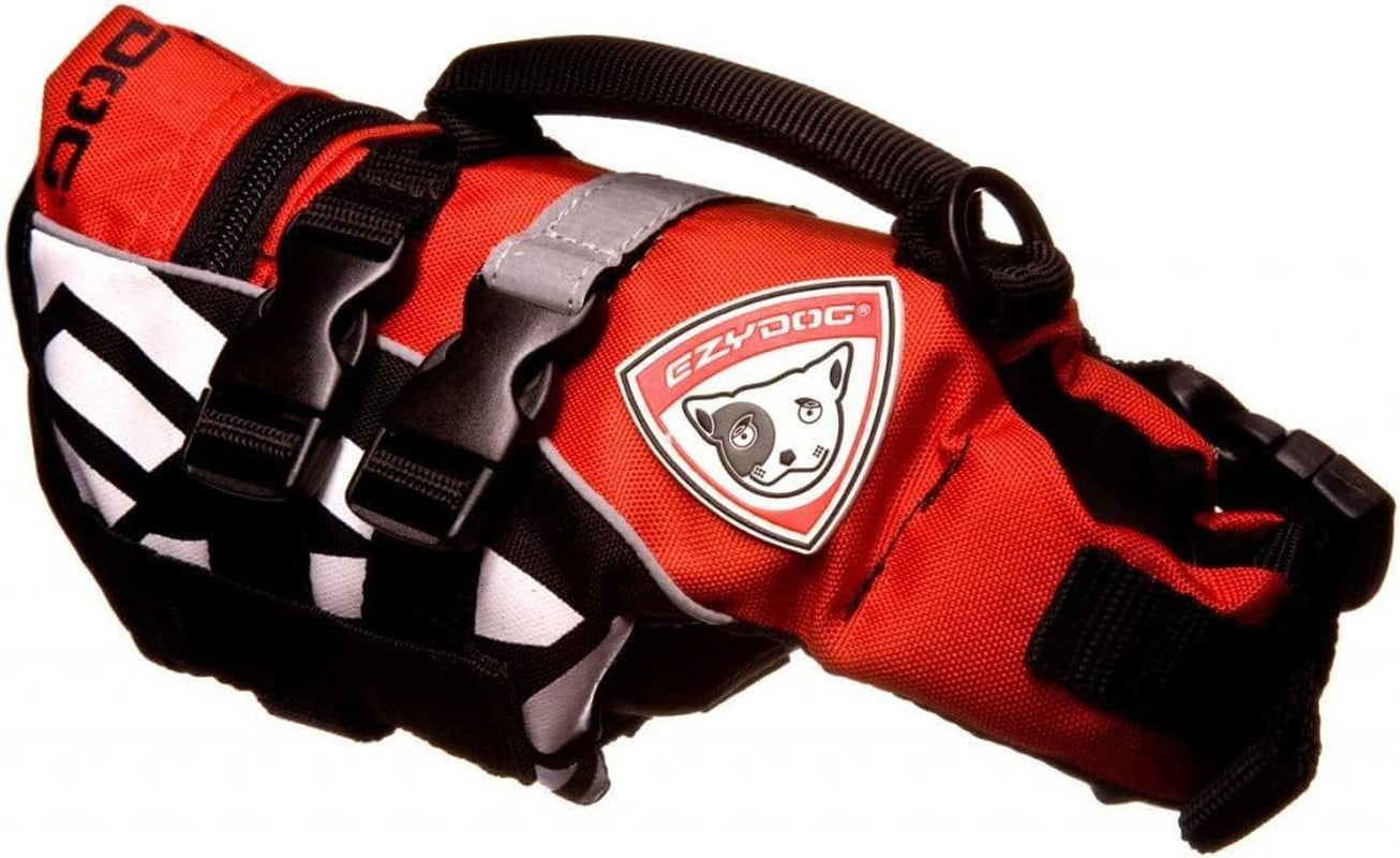 DFD Micro Dog Life Jacket for Small Dogs - Adjustable Swimming Safety Vest for Dogs under 15 Pounds with Reflective Trim & Durable Grab Handle (X-Small, Red)