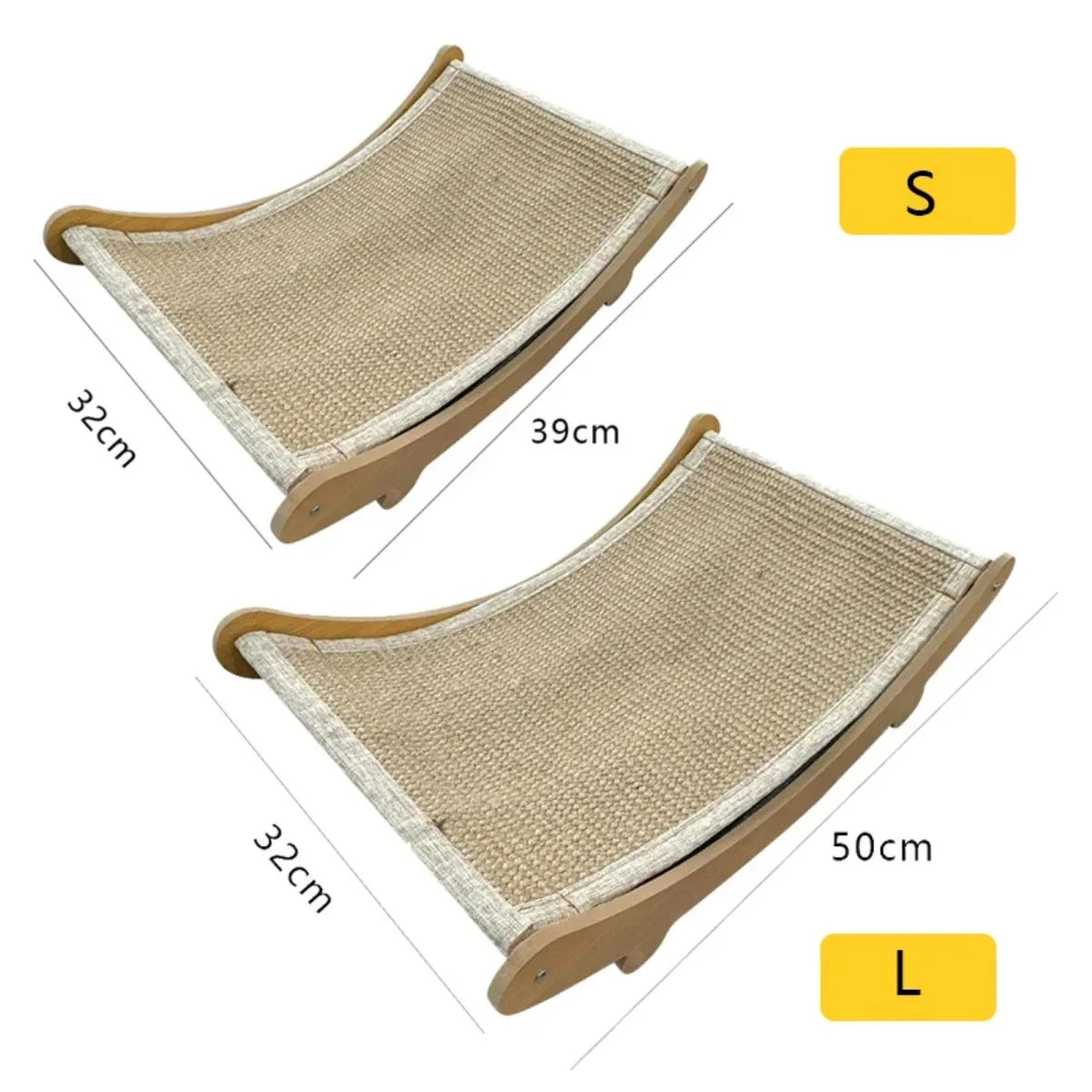 Cat Scratcher Bed for Indoor Cats Hammock for Scratching Pad Cat Chair Nartural Sisal Scratch Post for Large Cats Scratcher Lounge, Wooden Cat Furniture