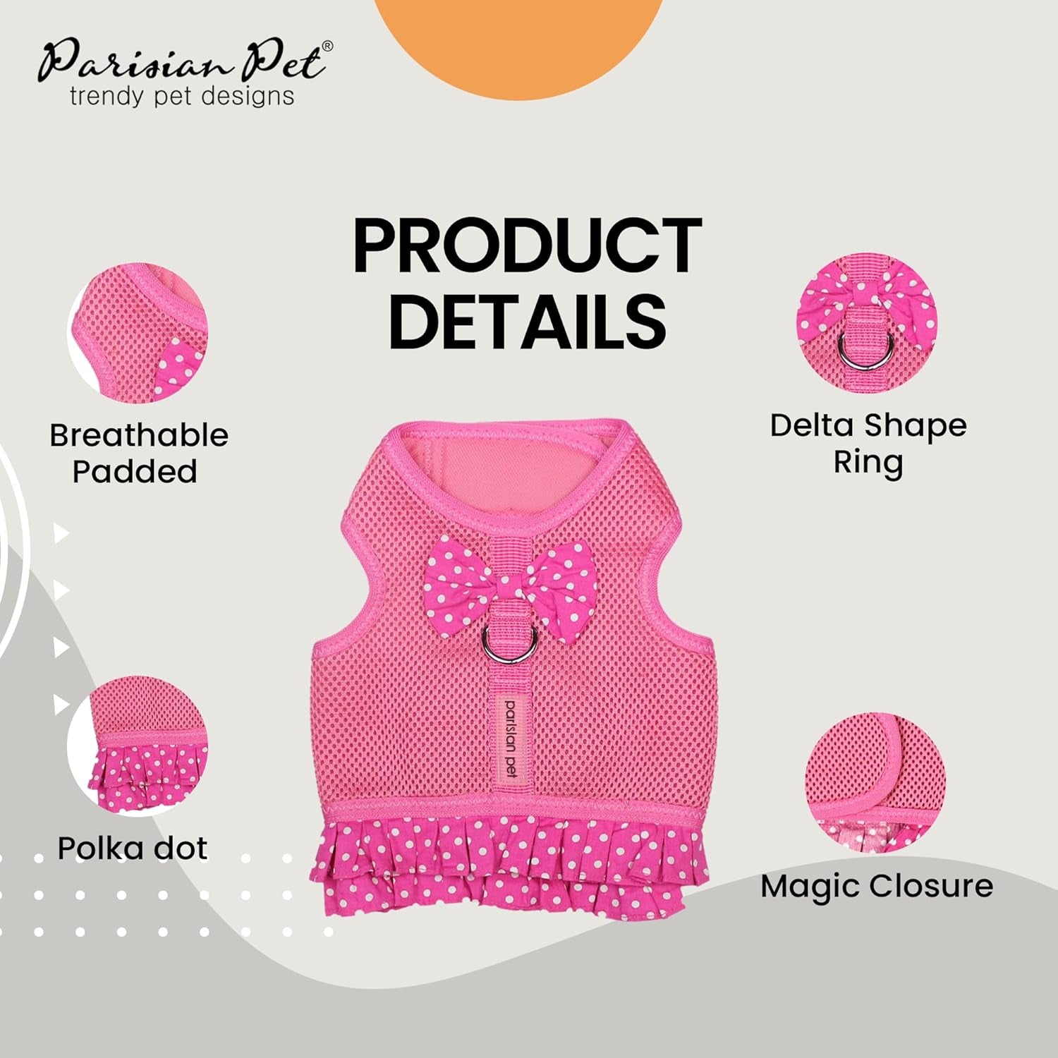 Step in Dog Harness - 100% Mesh Fabric Pink Girl Dog Harnesses - Soft Fully Padded, No Pull Dog Vest Harness Dress - Puppy Harness - Dog Harness Medium Sized Dog - M