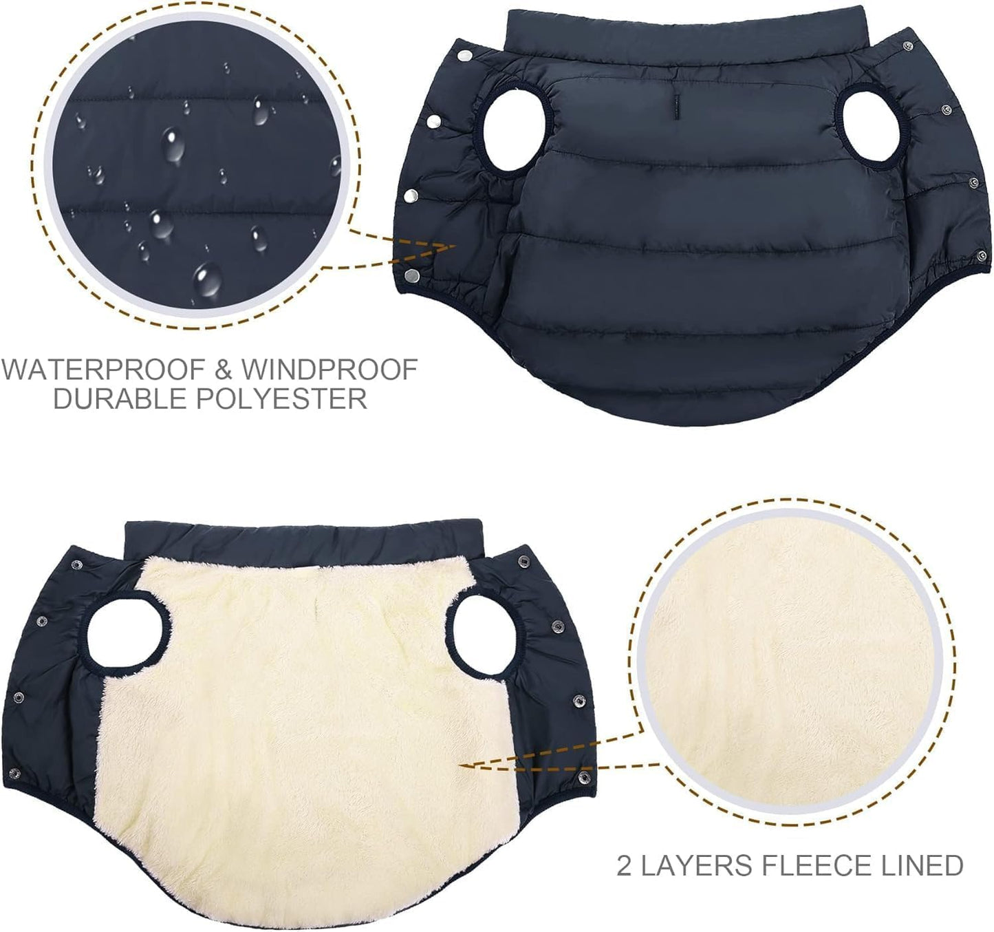 Dog Winter Coat - Waterproof Windproof Dog Jacket, Warm Snowproof Doggie Puffer Vest for Cold Weather, Lightweight Snow Coats for Small Medium Large Dogs (3XL, Blue)