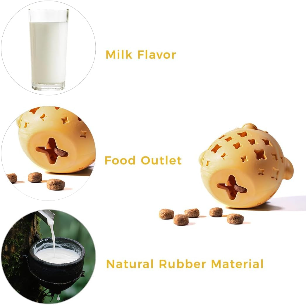 Stuffed Dog Toy Treat Dispenser Dog Toy Puzzle Rubber Chew Toys Treat Food Dispensing Toys for Teeth Cleaning Ball Interactive Enrichment Toys for Puppy, Small, Medium, Large Breeds