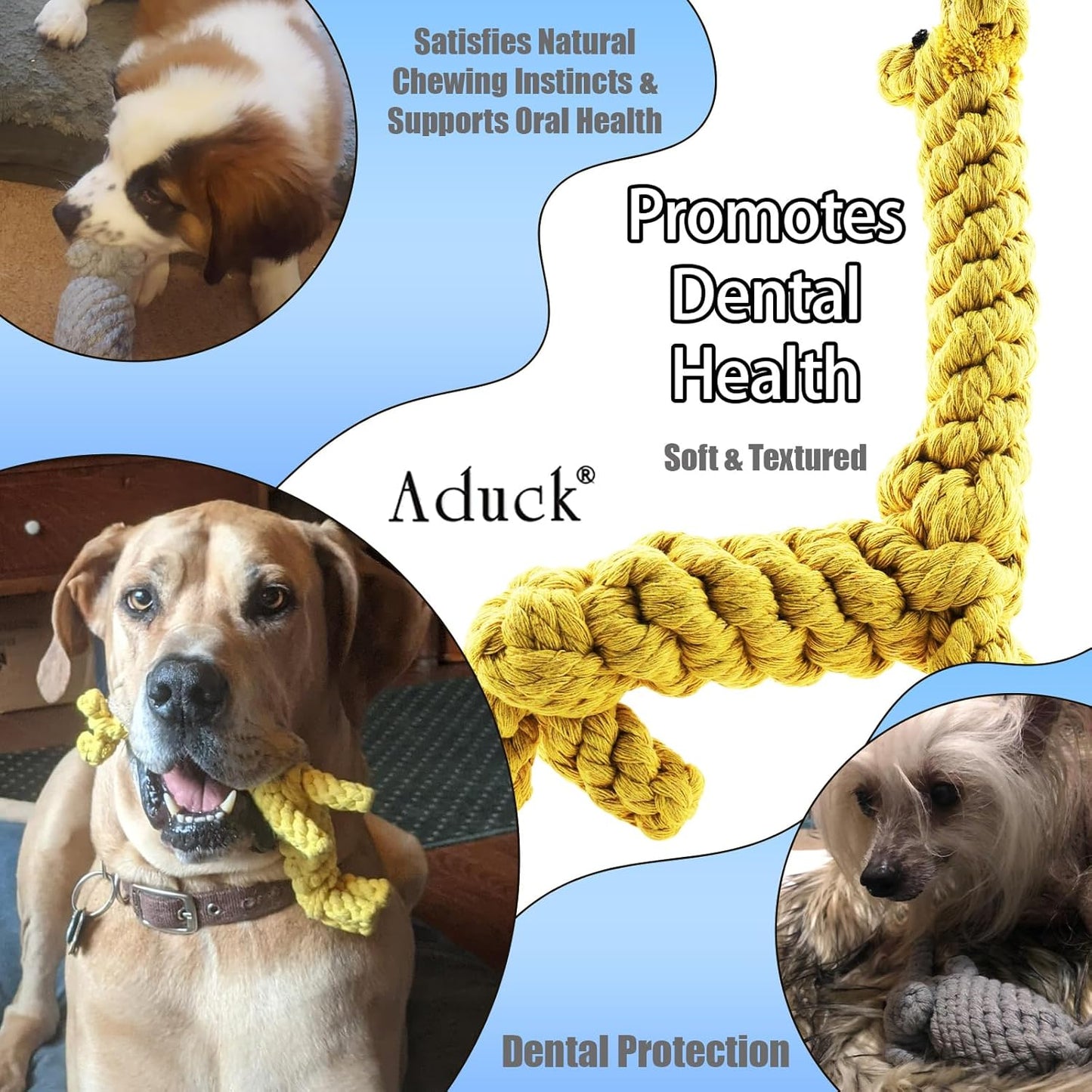 Puppy Dog Rope Toy for Teeth Cleaning, Chew-Proof Dental Care & Training Reward | Durable Cotton Heather Gray Elephant for Small & Medium Dogs