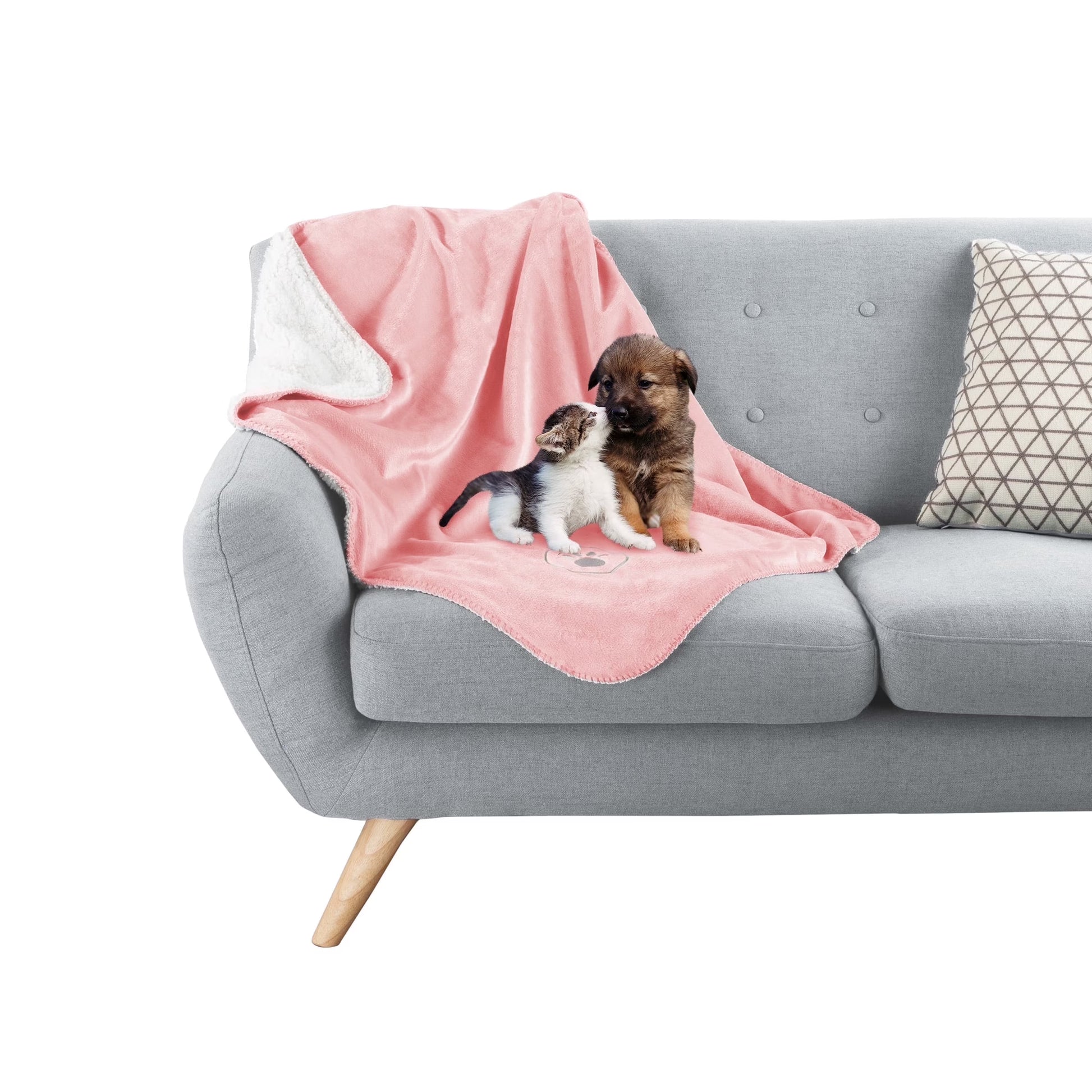 30X40-Inch Reversible Sherpa Fleece Waterproof Dog Blanket (Pink)