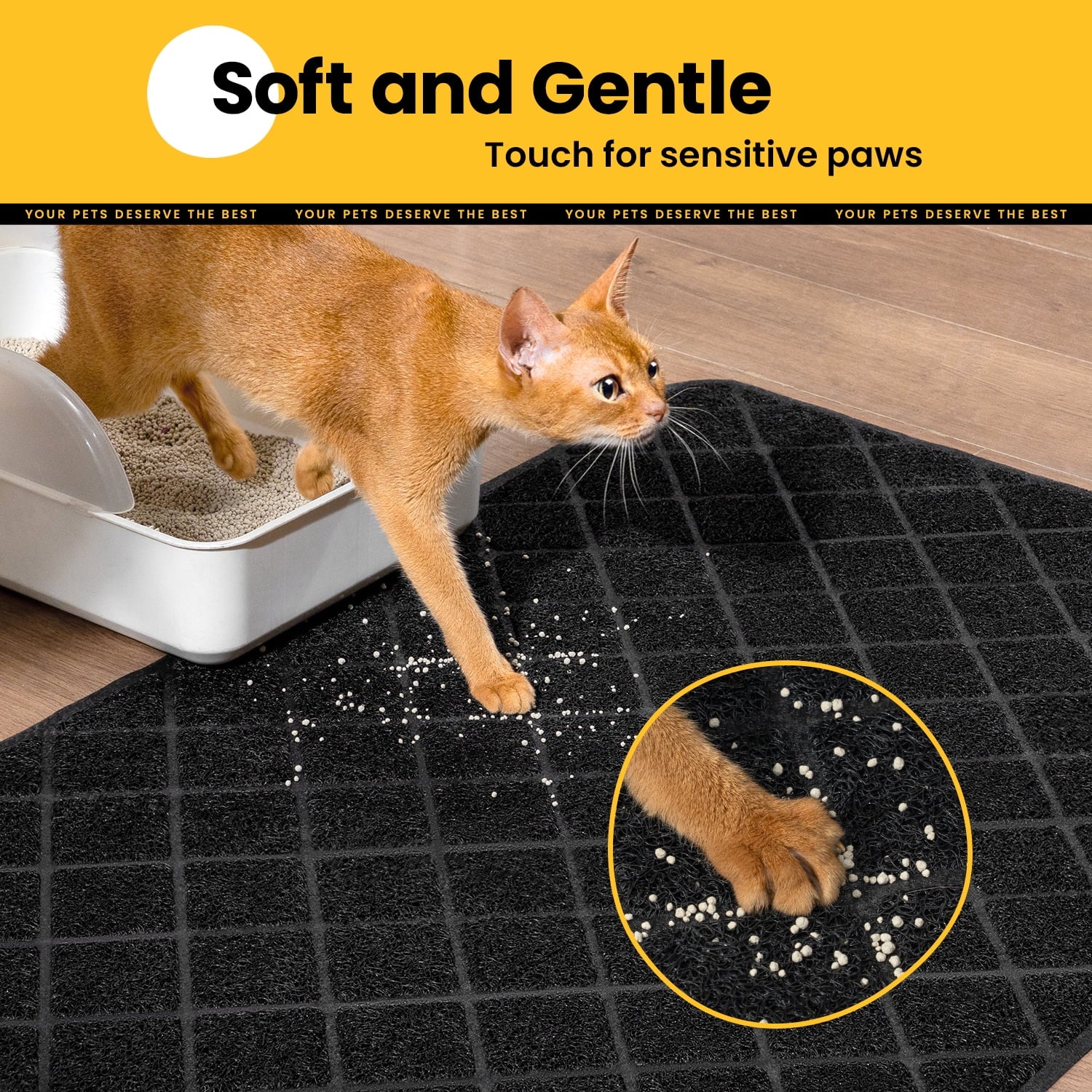 Cat Litter Mat, 47" X 35" Premium Durable PVC, Non-Slip, Less Waste, Urine Waterproof