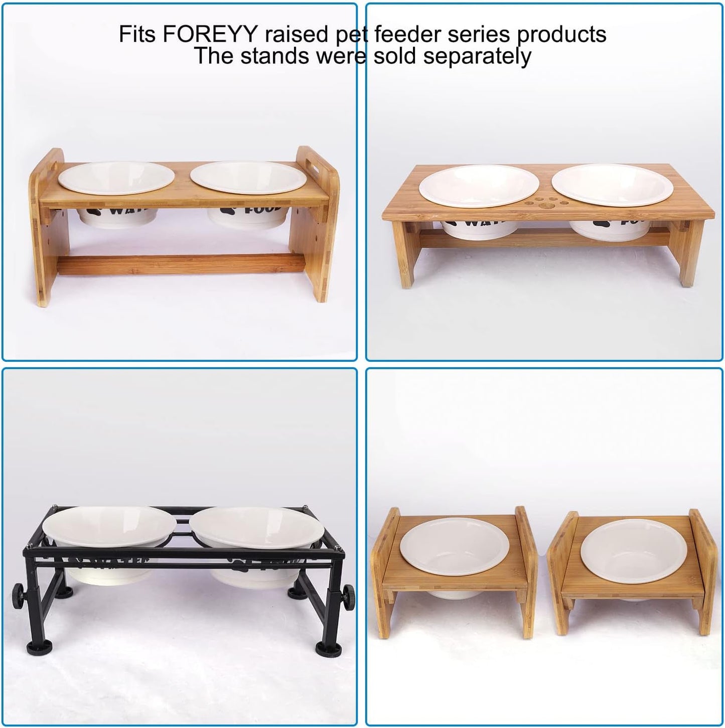 Set of 2 Ceramic Dog Cat Bowl Set, Pet Porcelain Food and Water Feeder Dish Bowls with anti Slip Band, Dishwasher and Microwave Safe (Medium)