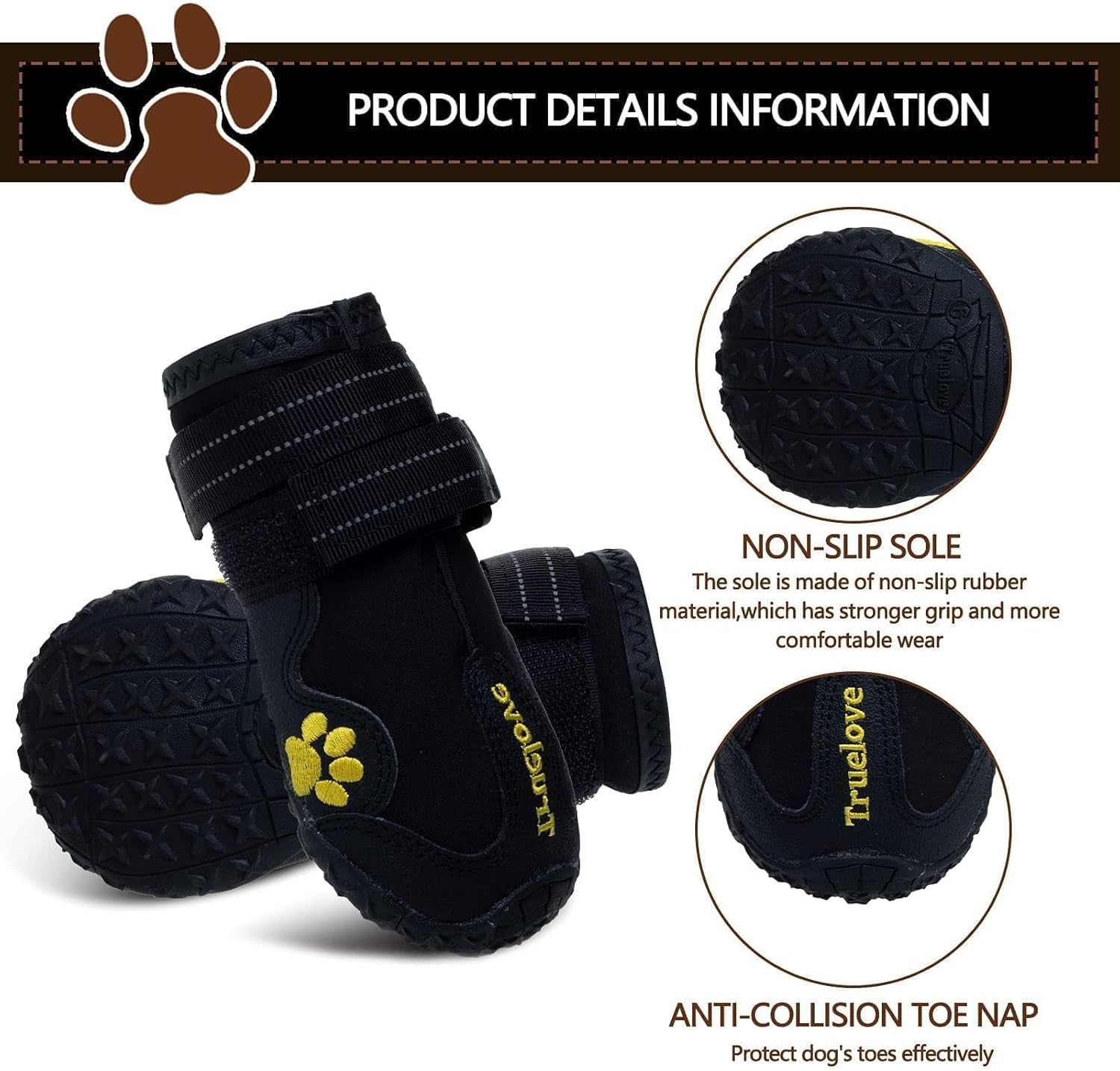 Dog Shoes for Small Dogs, Dog Shoes for Cold Winter Snow Hiking Walking, Anti-Slip Rugged Sole,Waterproof Dog Booties for Outdoor Rain Days, All Weather Dog Boots & Paw Protectors (Black)