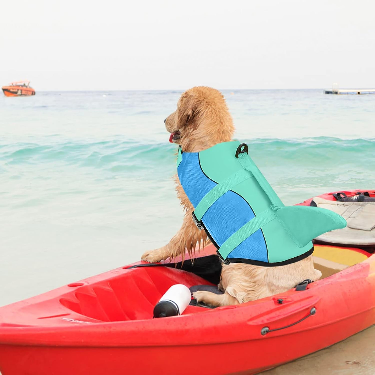 Dog Life Jacket, Ripstop Dog Life Vest with High Buoyancy for Swimming Boating, High Visibilityshark Puppy Lifesaver for Small Medium Large Dogs (Medium)