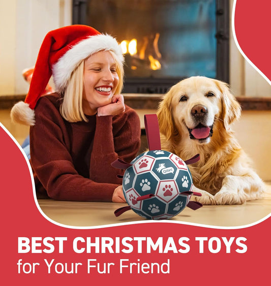 Dog Balls, World Cup Soccer Ball with Straps, Durable Herding Balls for Small Medium Pet, Puppy Birthday Gifts, Dog Water Toy, Pet Toys Puppy Ball (6 Inch)