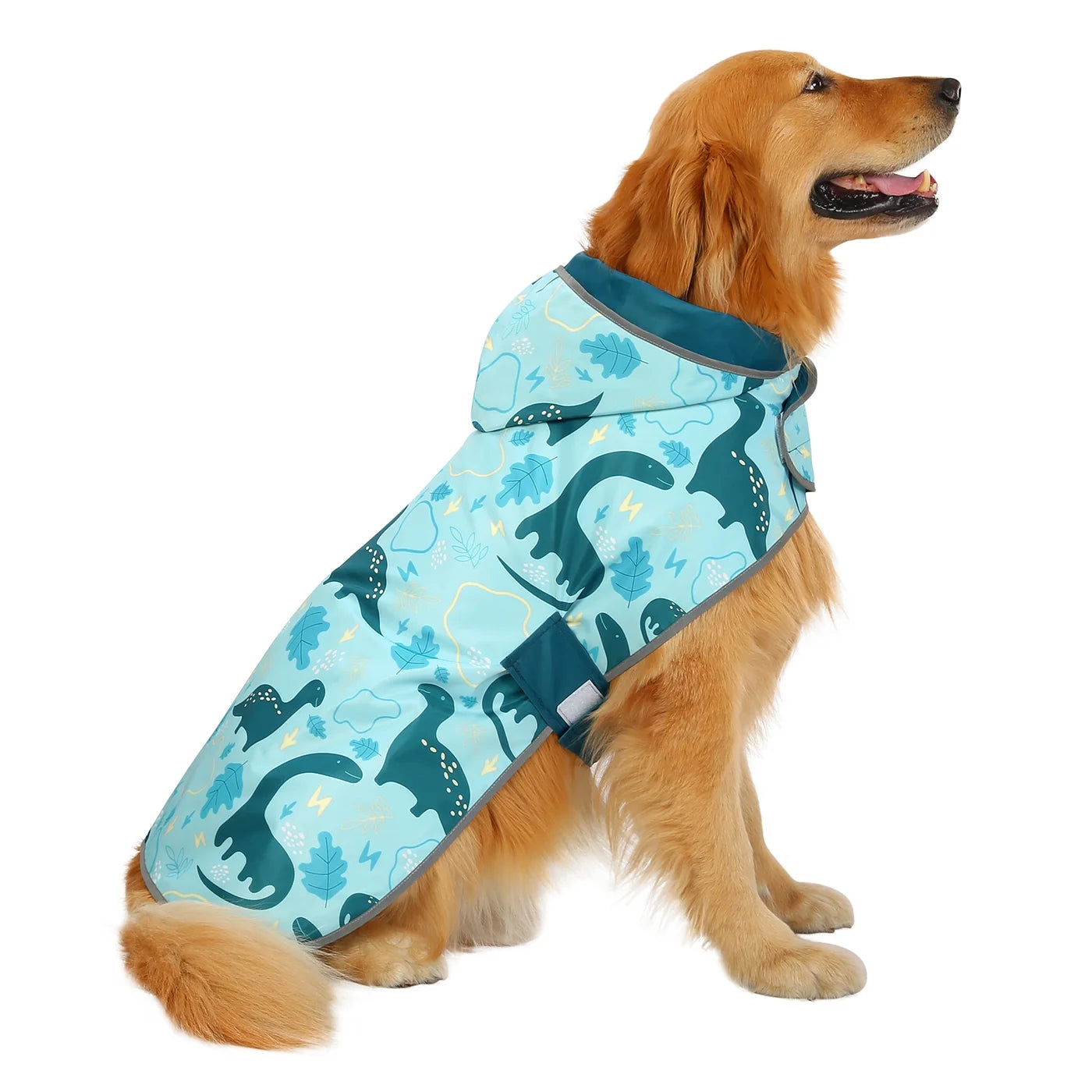 Reversible Dog Raincoat Hooded Slicker Poncho Rain Coat Jacket for Small Medium Large Dogs Dinosaurs L