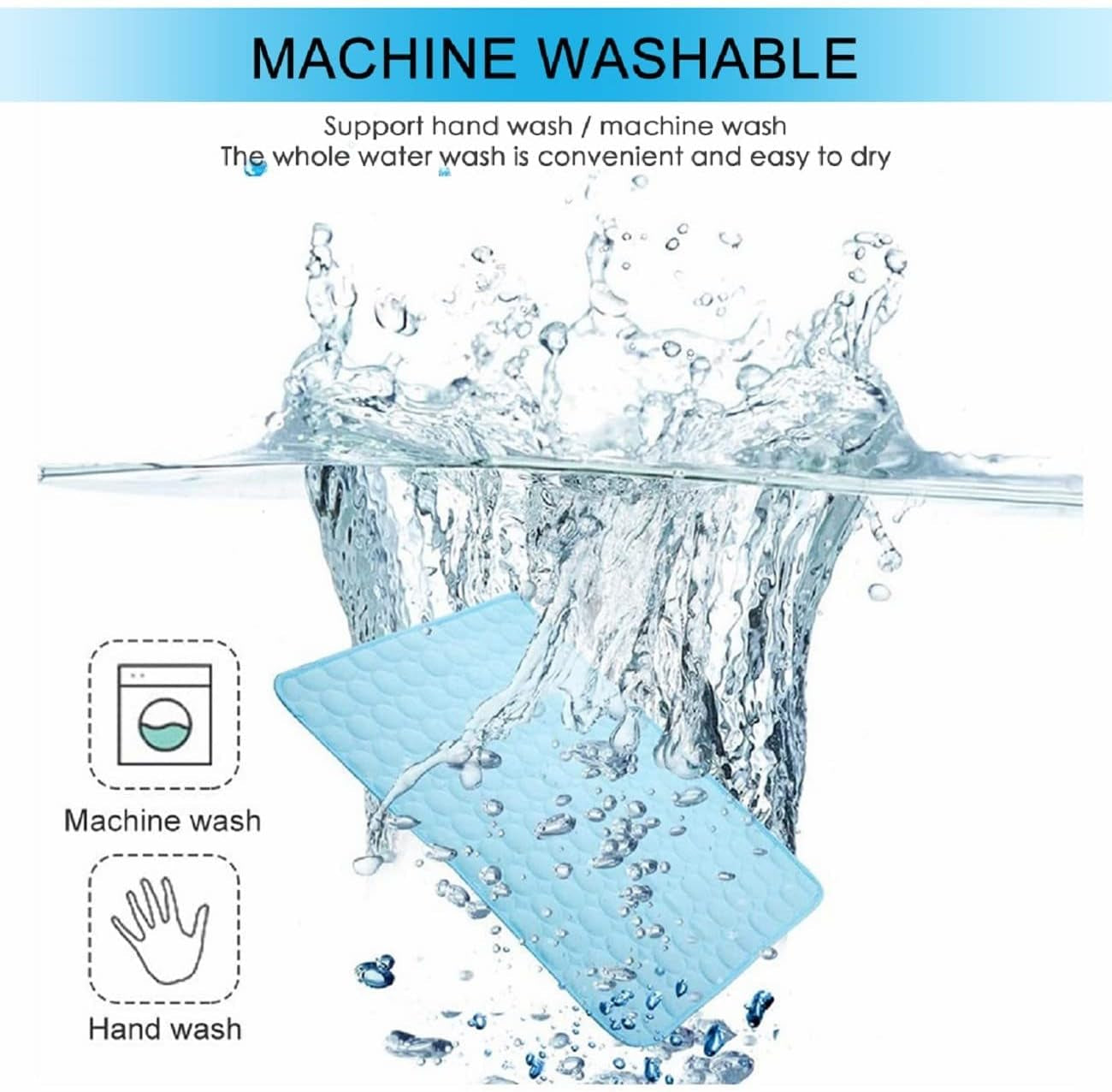 Dog Self Cooling Mat Pet Washable Cooling Pads Blanket Sleeping Kennel Mat,Ice Silk Sleep Mat Pad Non-Toxic Breathable Sleep Bed Beach for Large Dogs Cats (Blue, 27.5X39.4 In)
