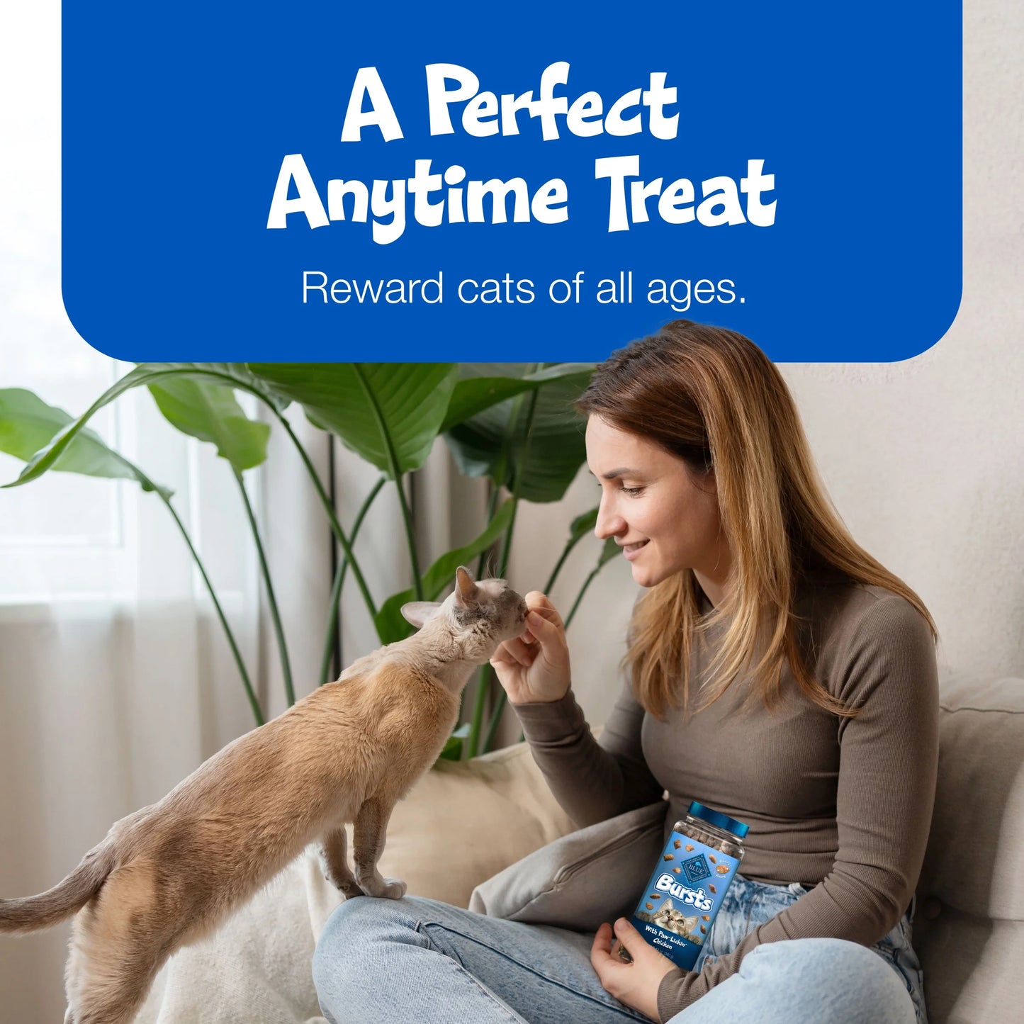 Bursts Crunchy & Creamy Cat Treats, Great for Training Chicken, 2-Oz Bag
